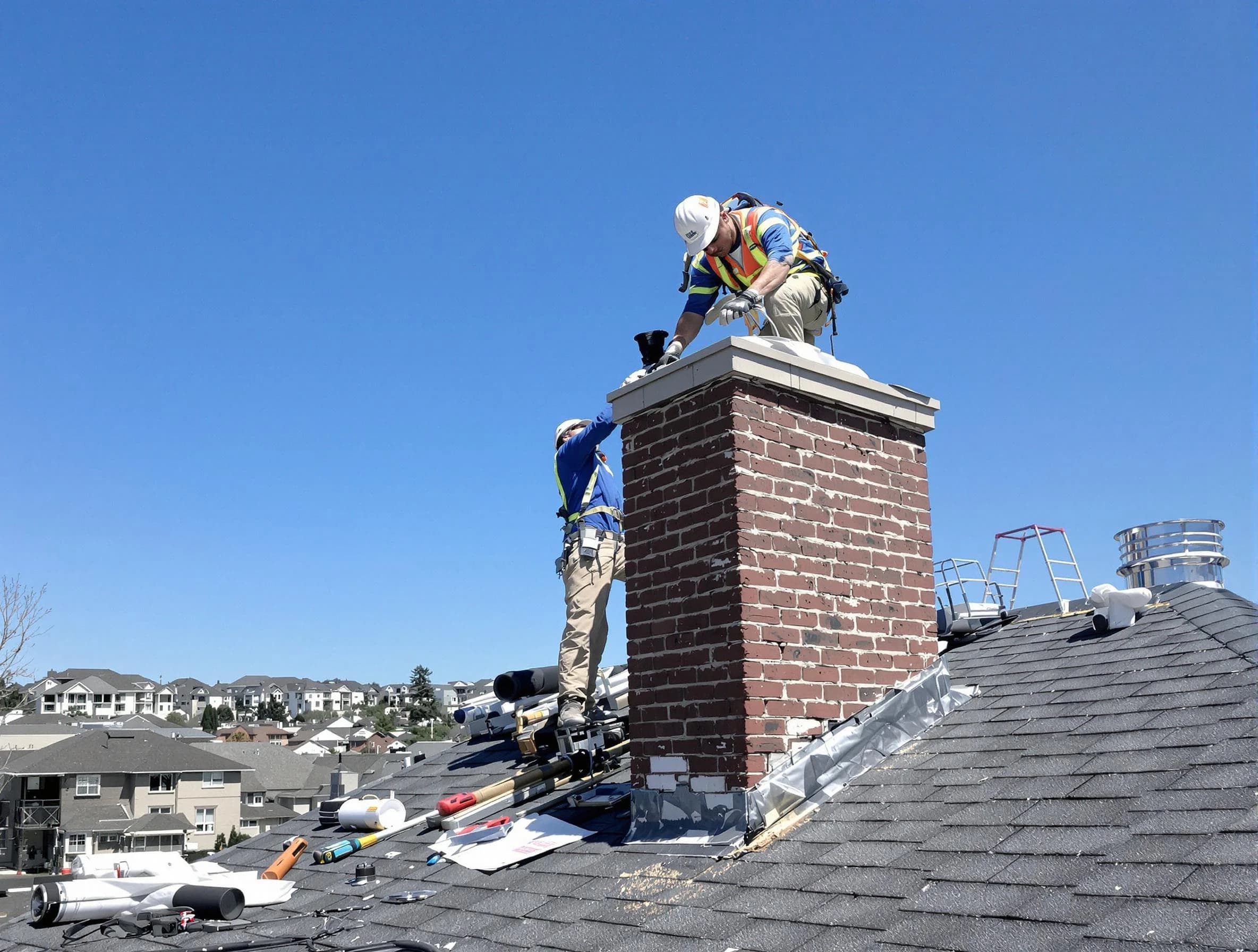 Roxborough Park Chimney Sweep repairing a chimney crown in Roxborough Park, CO