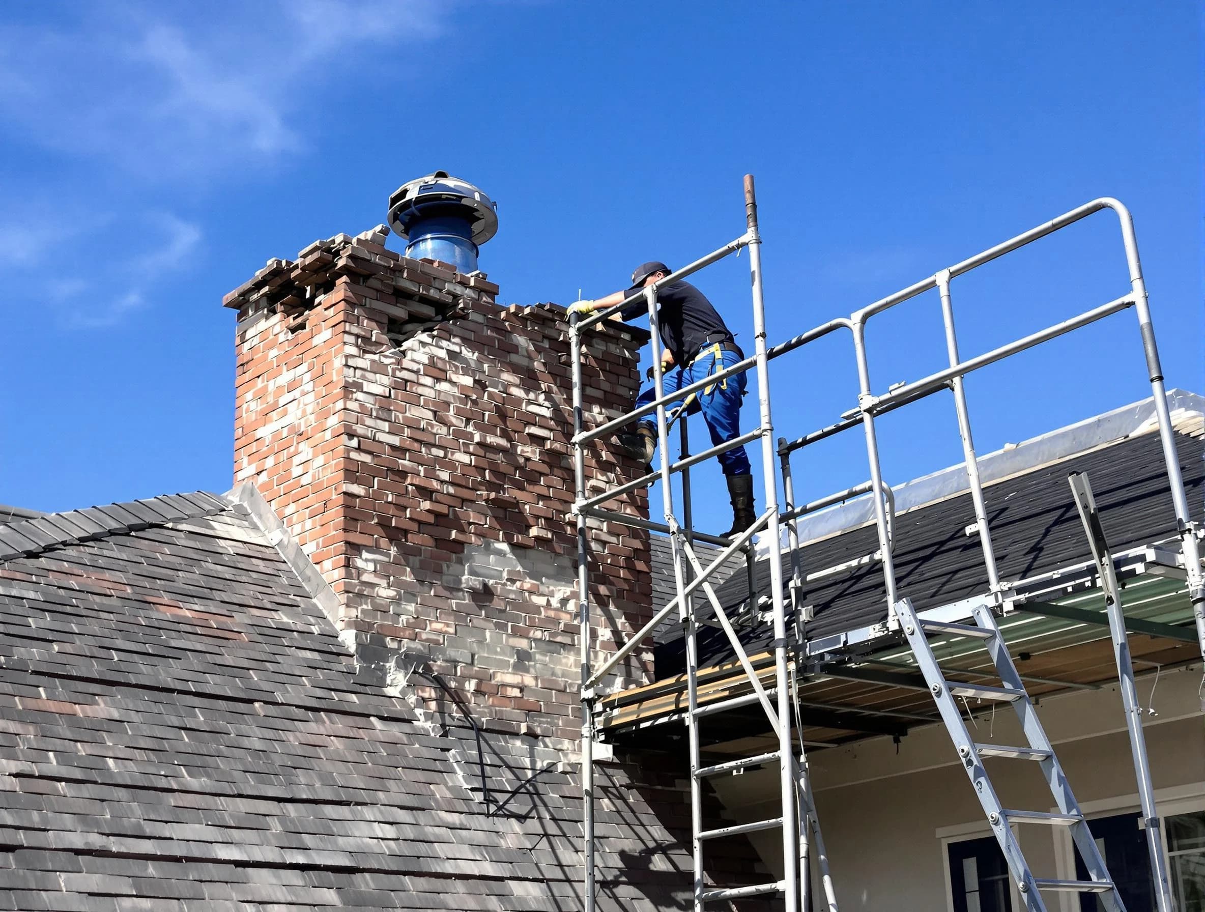 Rebuilding a chimney structure by Roxborough Park Chimney Sweep in Roxborough Park, CO