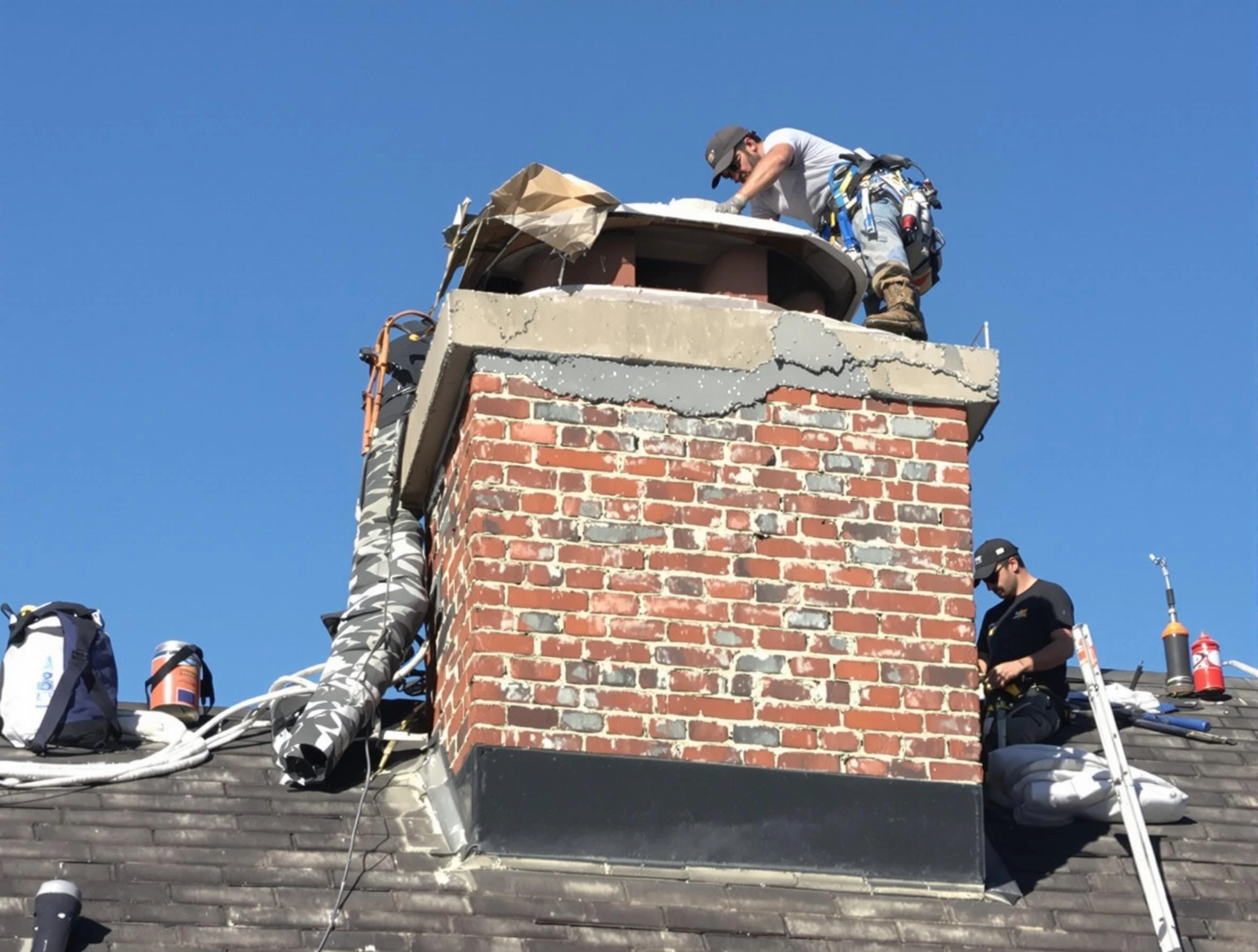 Roxborough Park Chimney Sweep installing a custom chimney crown in Roxborough Park, CO