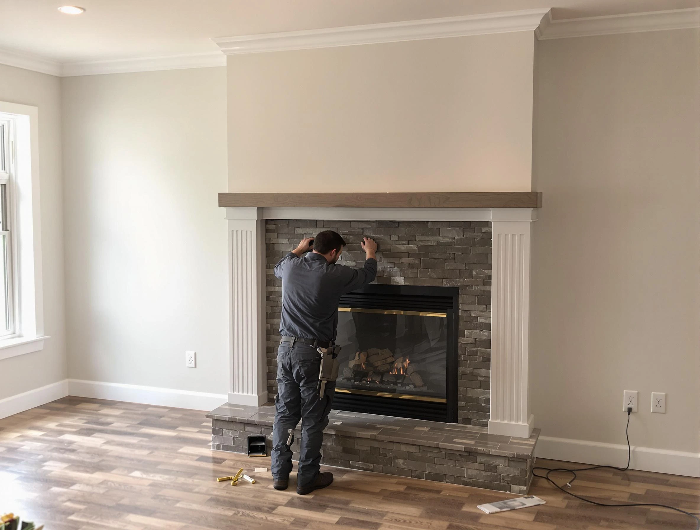 Roxborough Park Chimney Sweep finishing a custom fireplace install in Roxborough Park, CO
